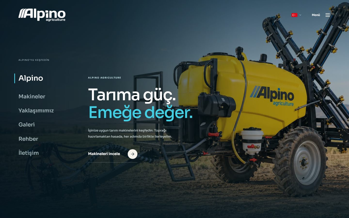 Alpino Agriculture web sitesi ana sayfası